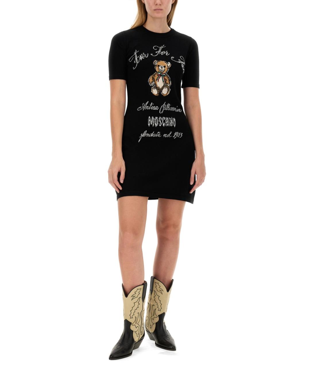 MOSCHINO Черное шерстяное повседневное платье, фото 2