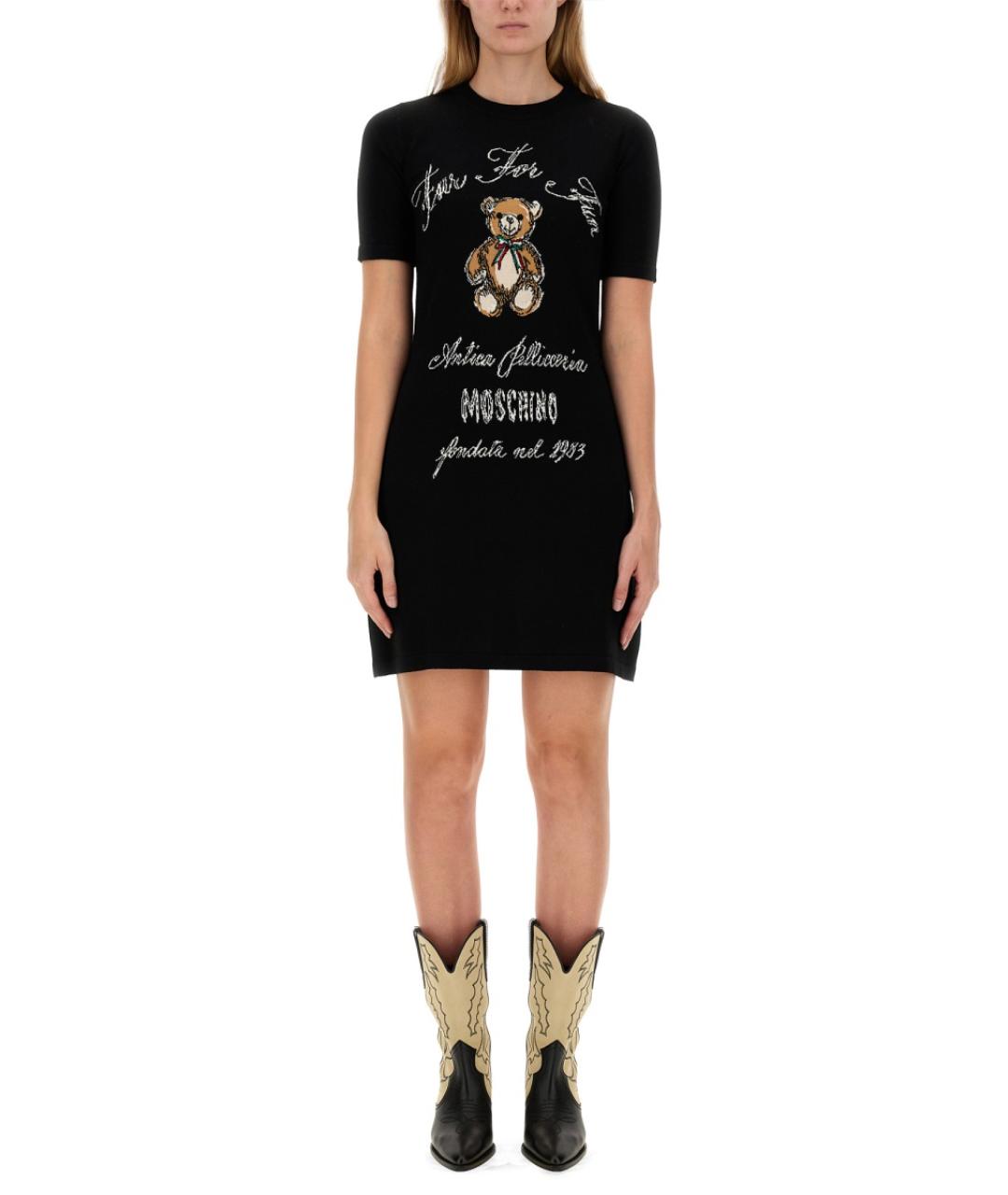 MOSCHINO Черное шерстяное повседневное платье, фото 5