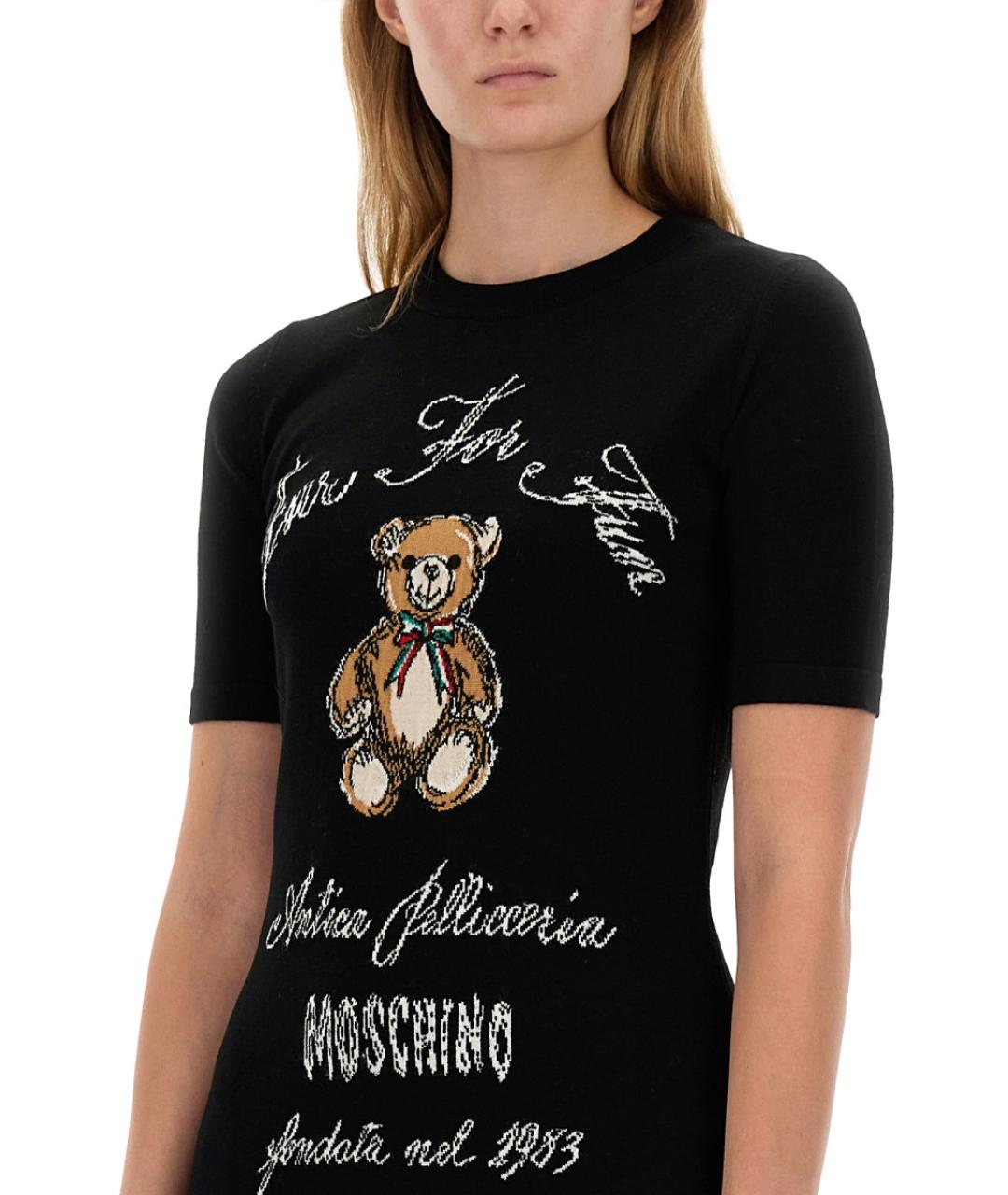 MOSCHINO Черное шерстяное повседневное платье, фото 4