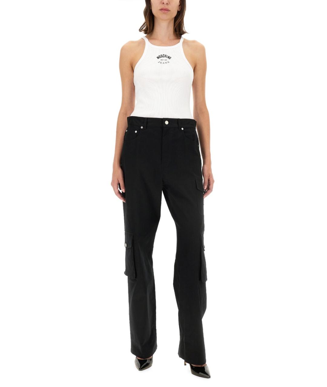 MOSCHINO JEANS Черные хлопковые прямые брюки, фото 2