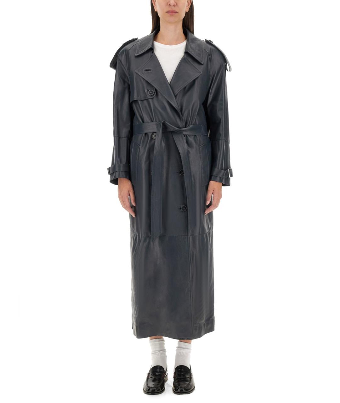 SALVATORE SANTORO Серый кожаный тренч/плащ, фото 5