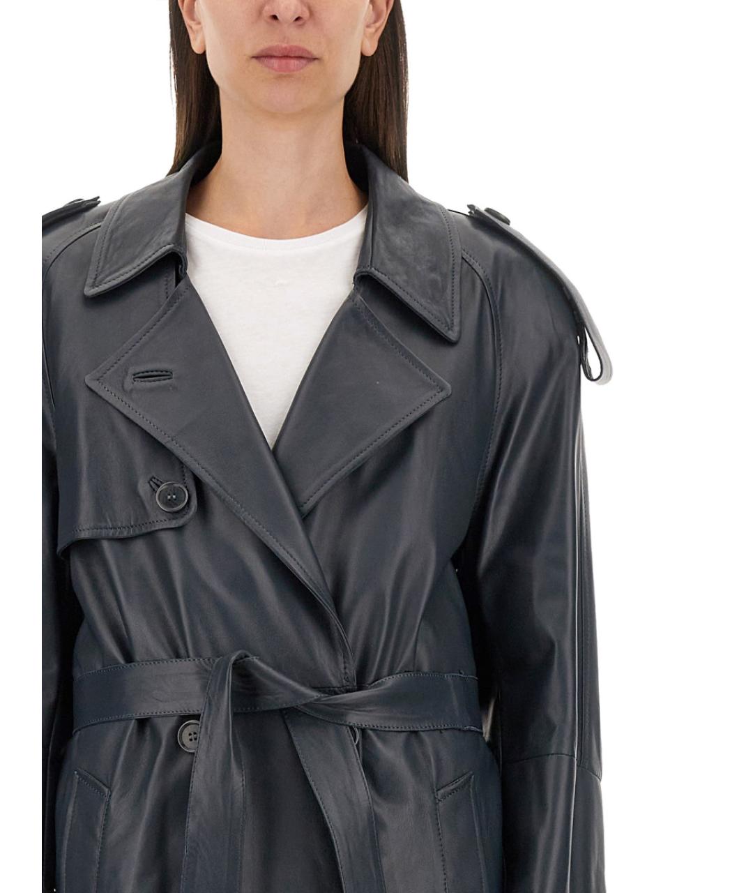 SALVATORE SANTORO Серый кожаный тренч/плащ, фото 4