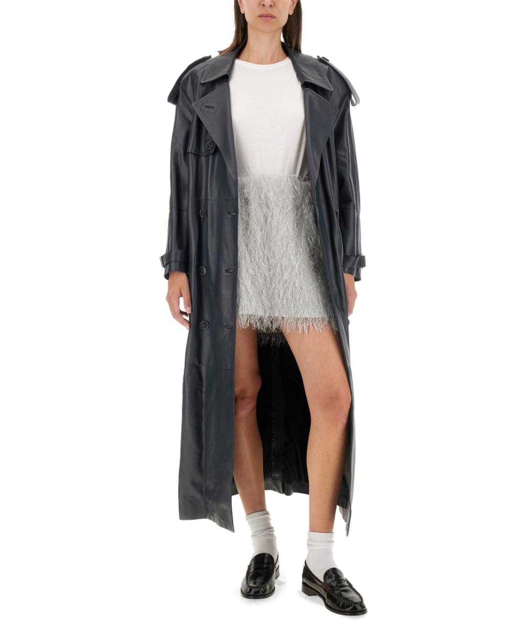 SALVATORE SANTORO Серый кожаный тренч/плащ, фото 2