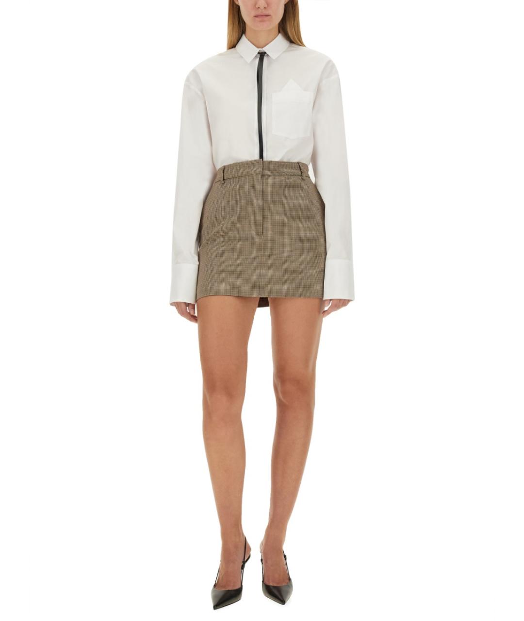 SPORTMAX Бежевая шерстяная юбка мини, фото 2