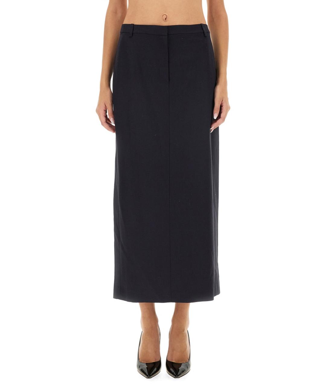 THEORY Синяя шерстяная юбка миди, фото 2