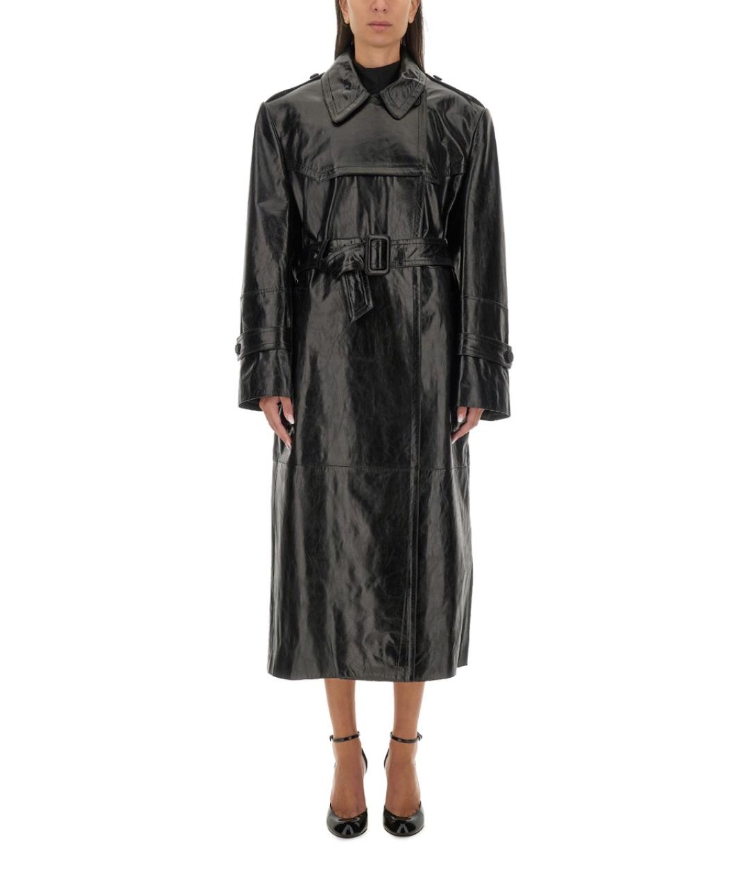 SPORTMAX Черный кожаный тренч/плащ, фото 1