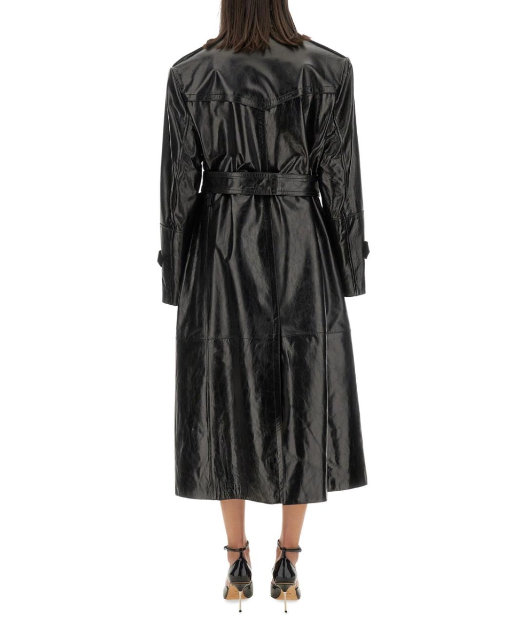 SPORTMAX Черный кожаный тренч/плащ, фото 3