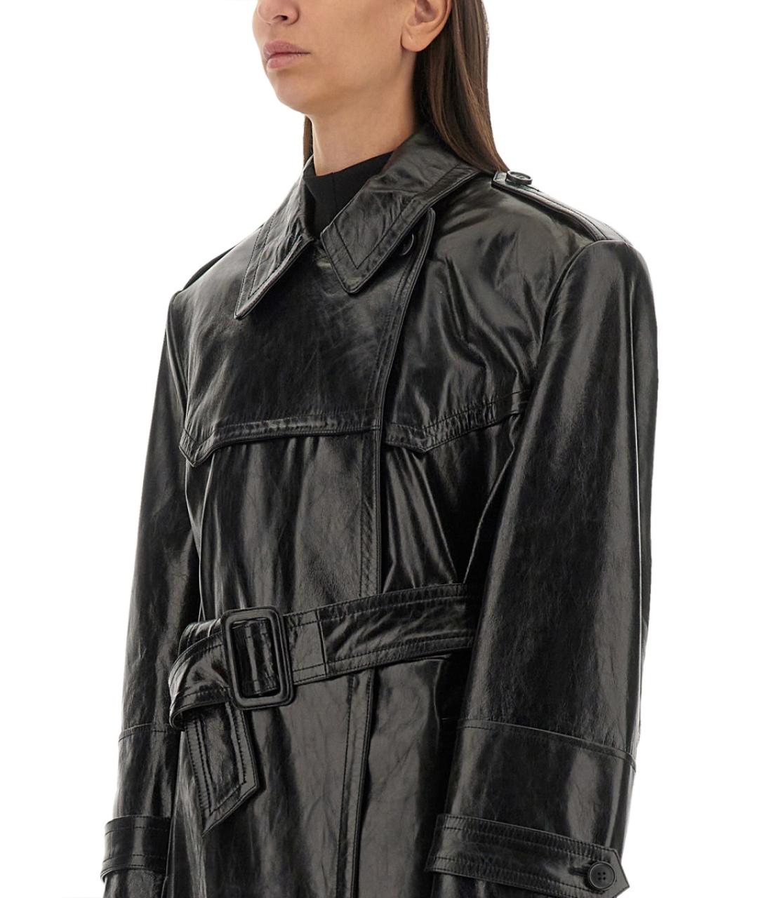 SPORTMAX Черный кожаный тренч/плащ, фото 4