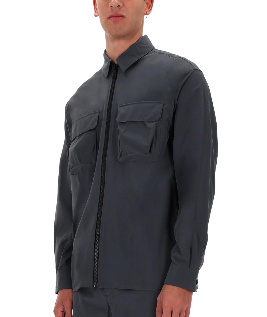 VERSACE JEANS COUTURE Серая хлопко-полиэстеровая кэжуал рубашка, фото 4