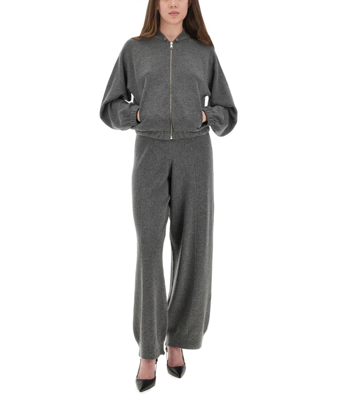 FABIANA FILIPPI Серые шерстяные прямые брюки, фото 2