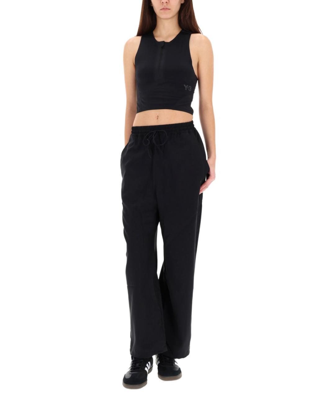 Y-3 Черные полиэстеровые прямые брюки, фото 2