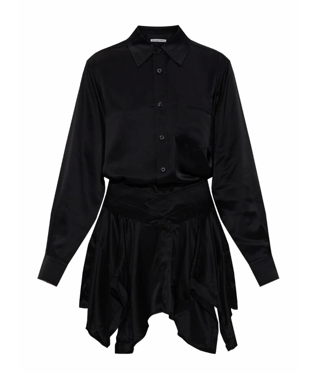 ALEXANDER WANG Черное шелковое повседневное платье, фото 1