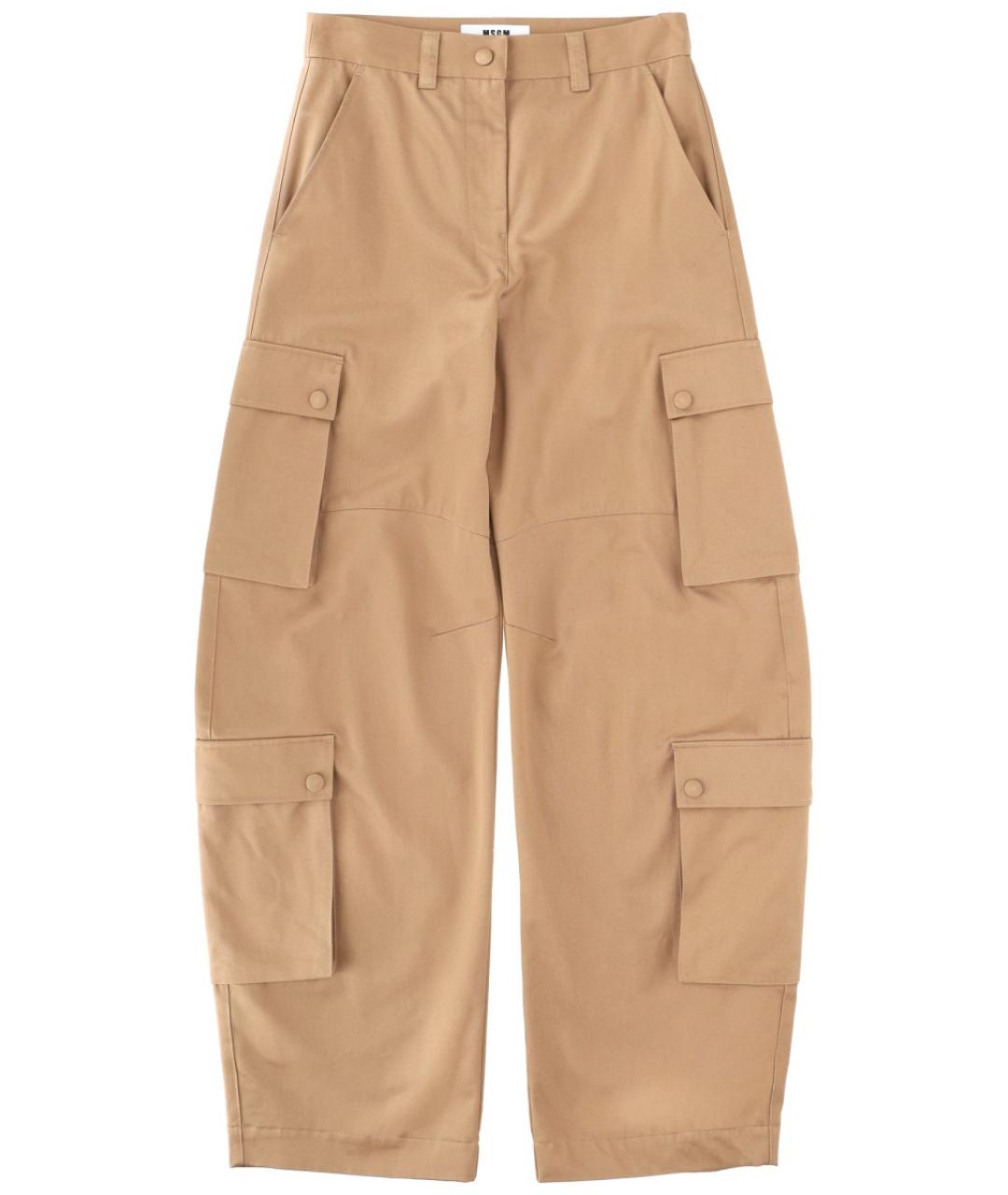 MSGM Бежевые хлопковые прямые брюки, фото 1