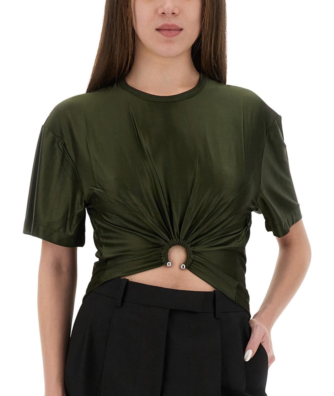 PACO RABANNE Зеленая вискозная футболка, фото 4