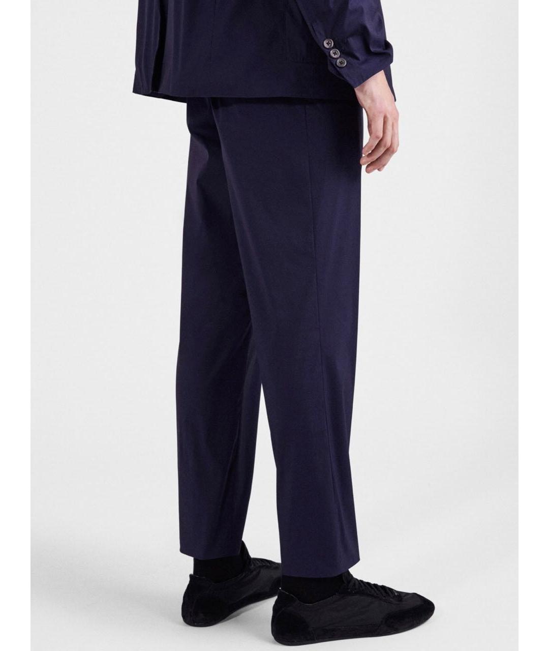 PRADA Темно-синие хлопко-эластановые повседневные брюки, фото 2