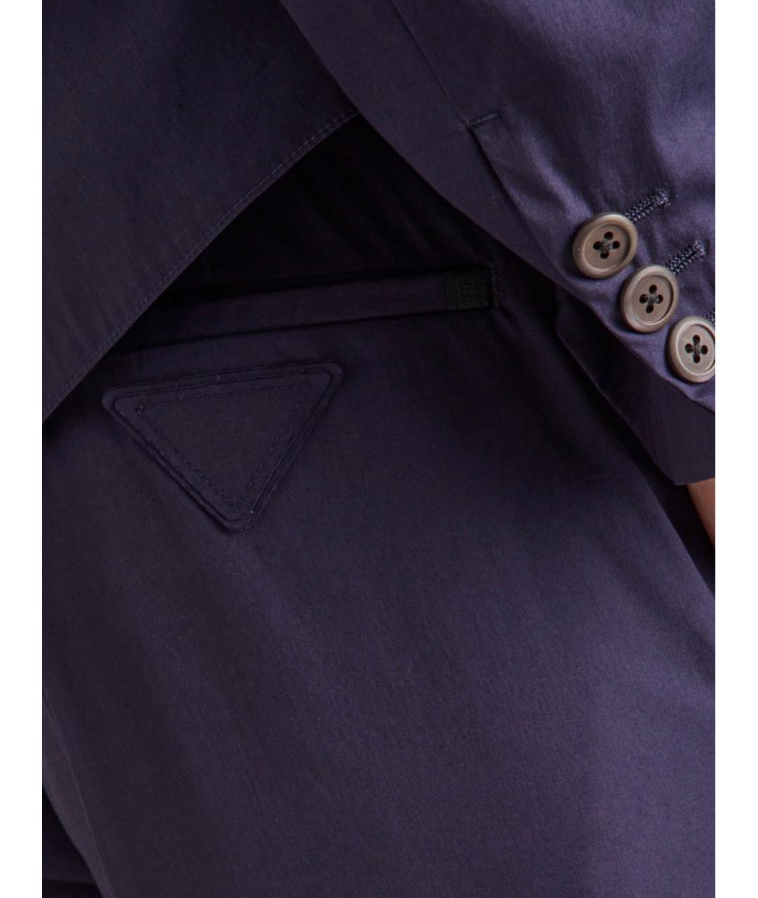 PRADA Темно-синие хлопко-эластановые повседневные брюки, фото 3