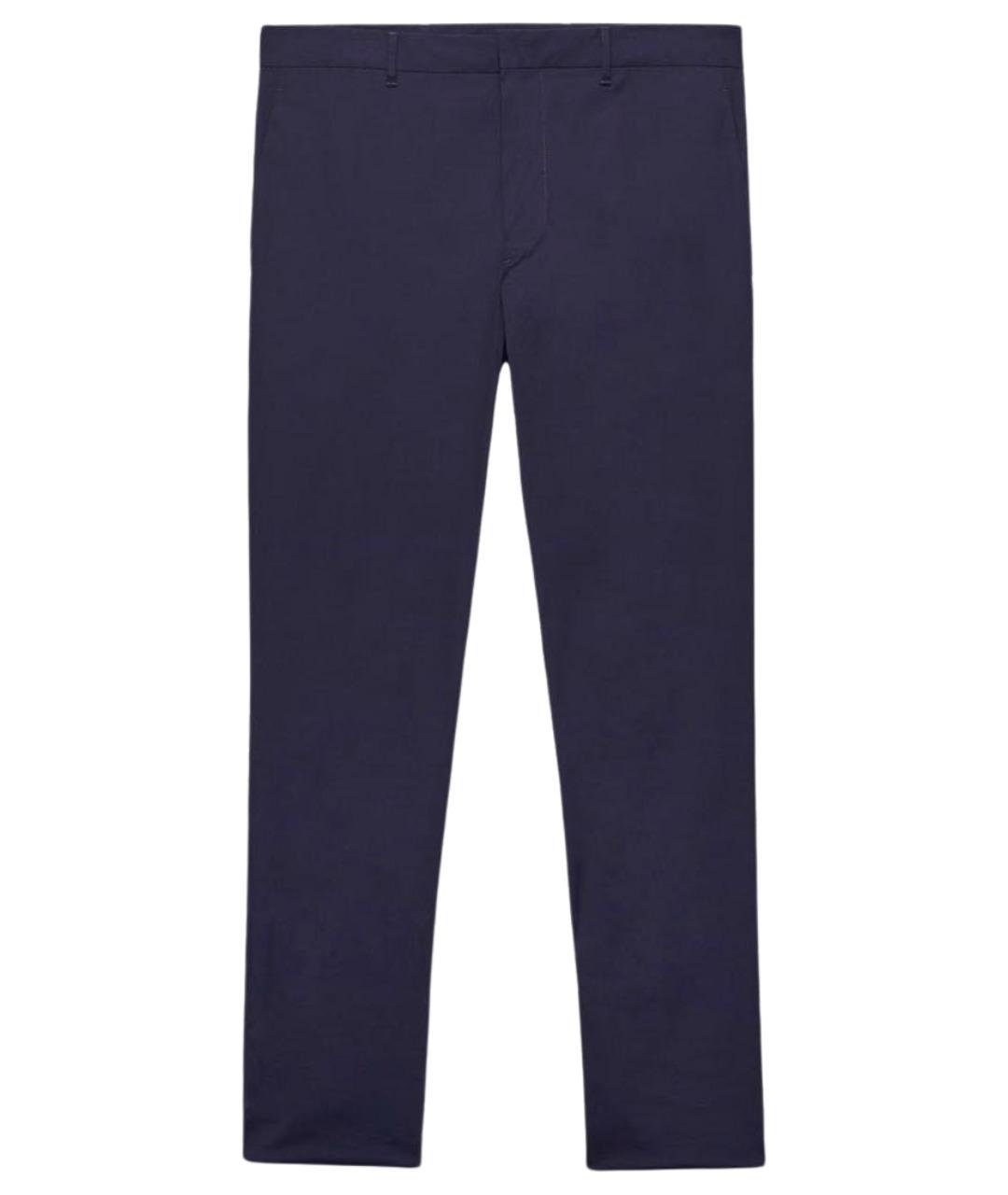 PRADA Темно-синие хлопко-эластановые повседневные брюки, фото 1