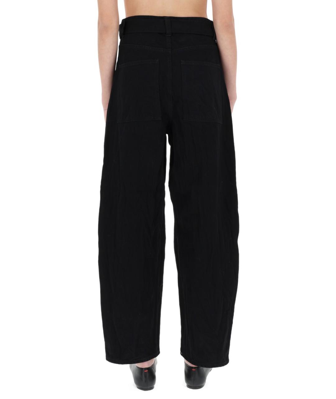 STUDIO NICHOLSON Черные хлопковые прямые брюки, фото 4