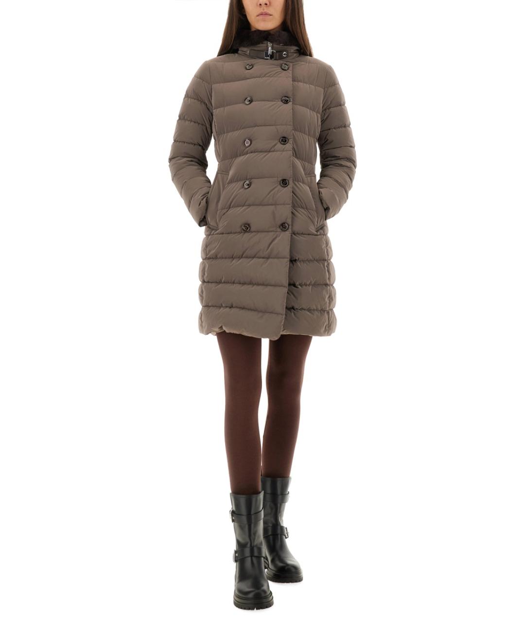 MOORER Коричневое полиамидовое пальто, фото 4