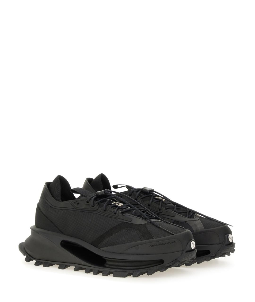 Y-3 Черные синтетические низкие кроссовки / кеды, фото 2