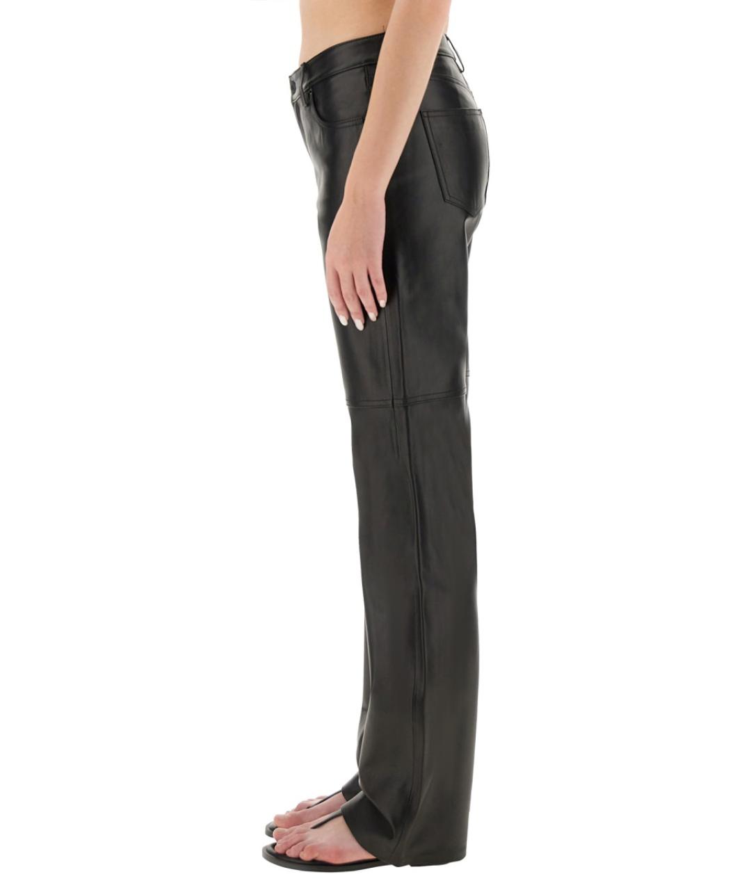 MICHAEL KORS Черные кожаные прямые брюки, фото 4