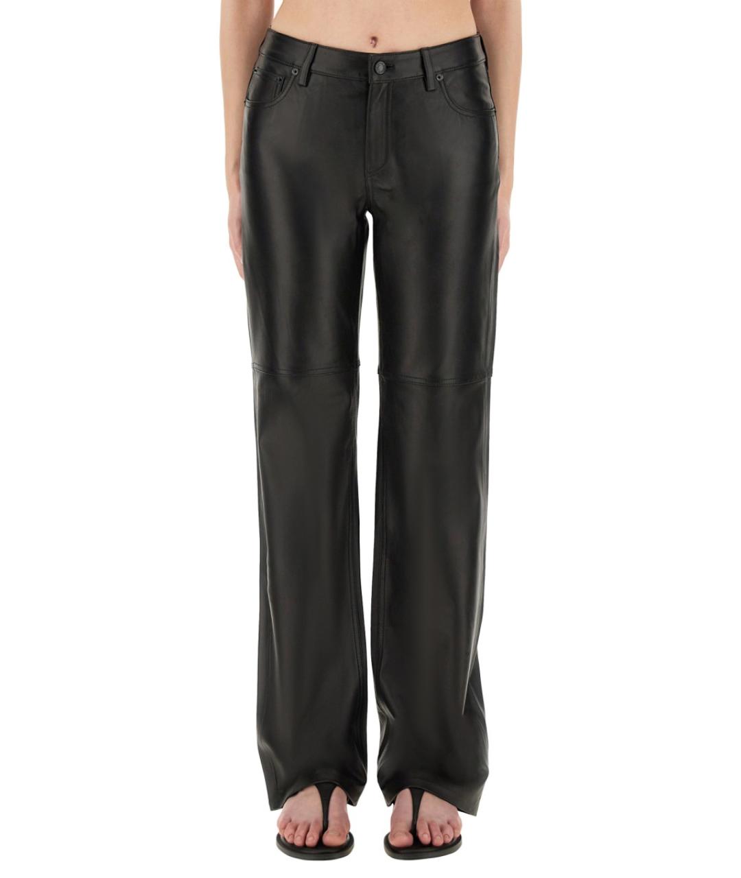 MICHAEL KORS Черные кожаные прямые брюки, фото 5