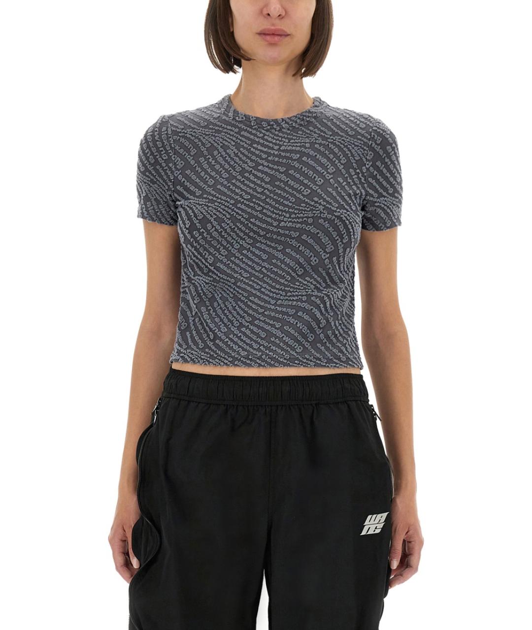 ALEXANDER WANG Серая полиэстеровая футболка, фото 5