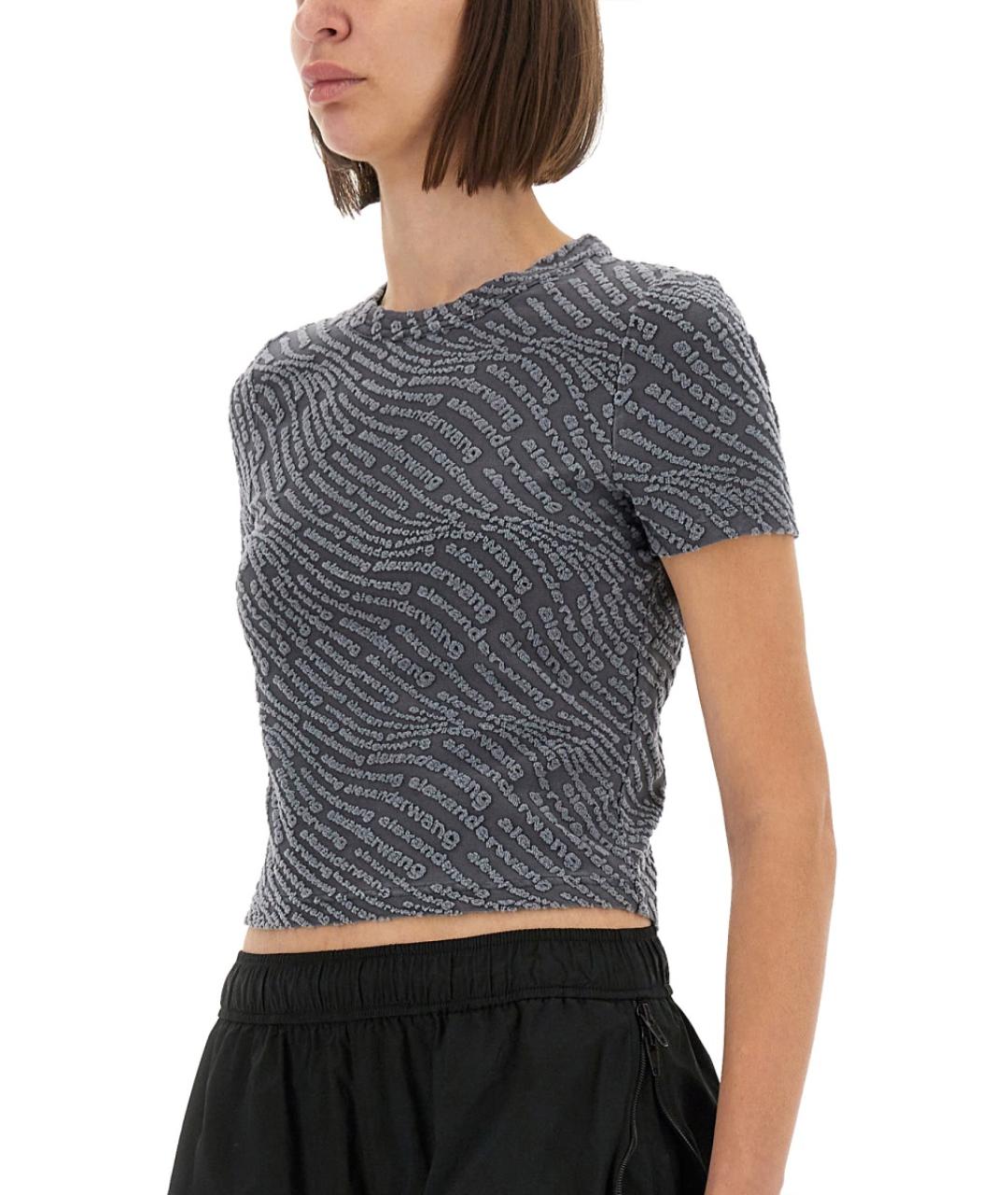 ALEXANDER WANG Серая полиэстеровая футболка, фото 4