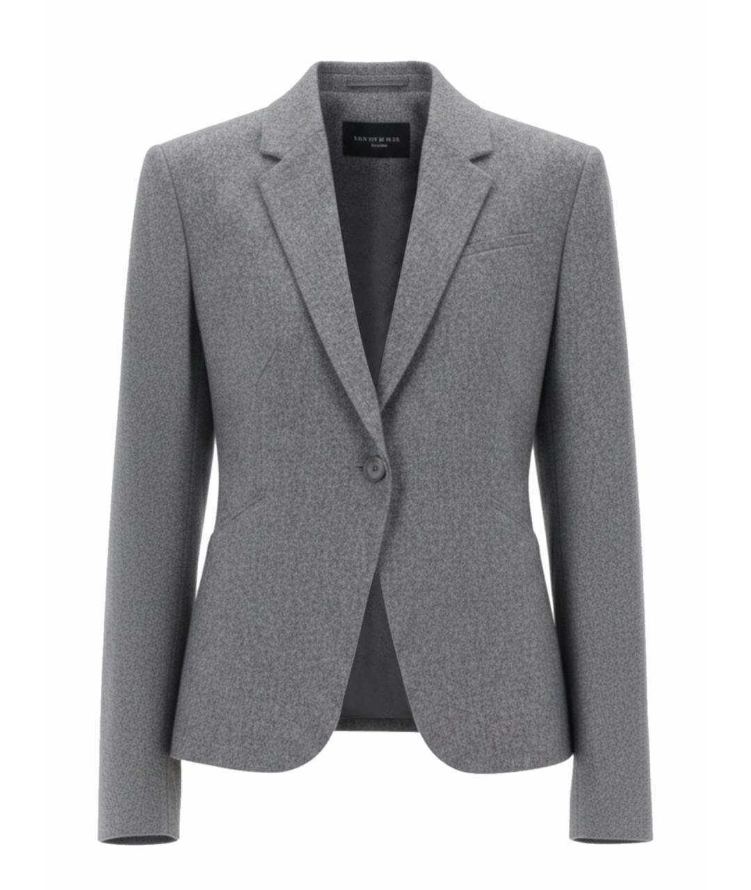HUGO BOSS Серый шерстяной жакет/пиджак, фото 1