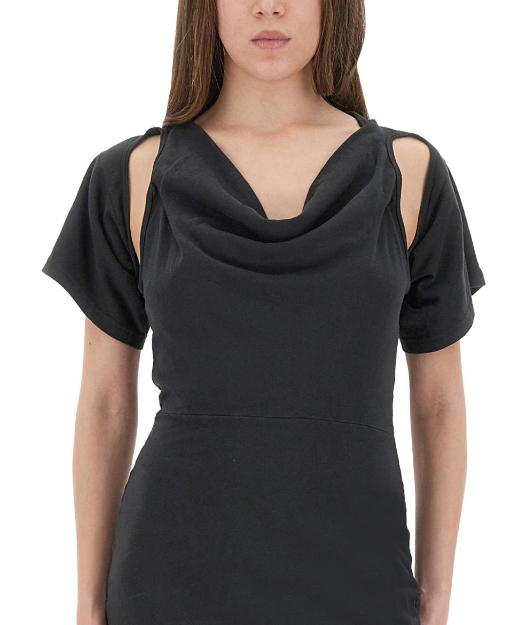 ALEXANDER WANG Черное хлопковое повседневное платье, фото 4