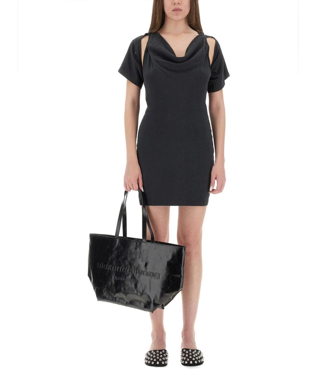 ALEXANDER WANG Черное хлопковое повседневное платье, фото 2