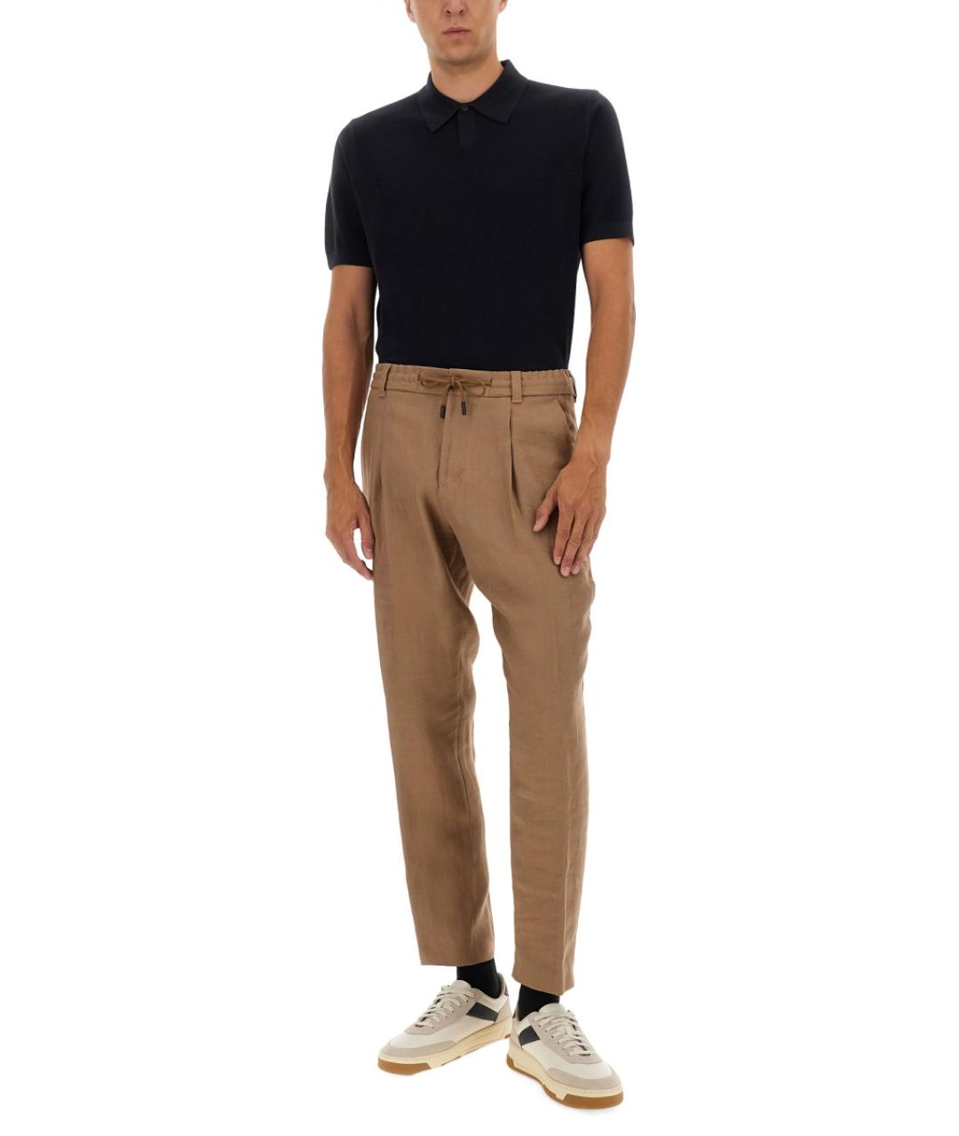 HUGO BOSS Синее хлопко-шерстяное поло с коротким рукавом, фото 2