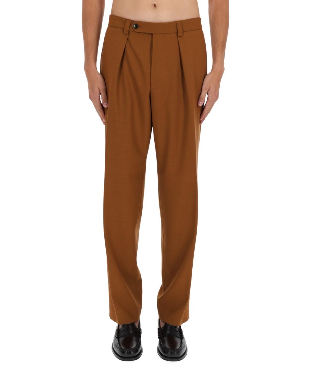 HUGO BOSS Коричневые шерстяные повседневные брюки, фото 5