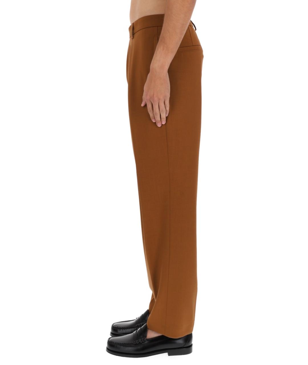 HUGO BOSS Коричневые шерстяные повседневные брюки, фото 3