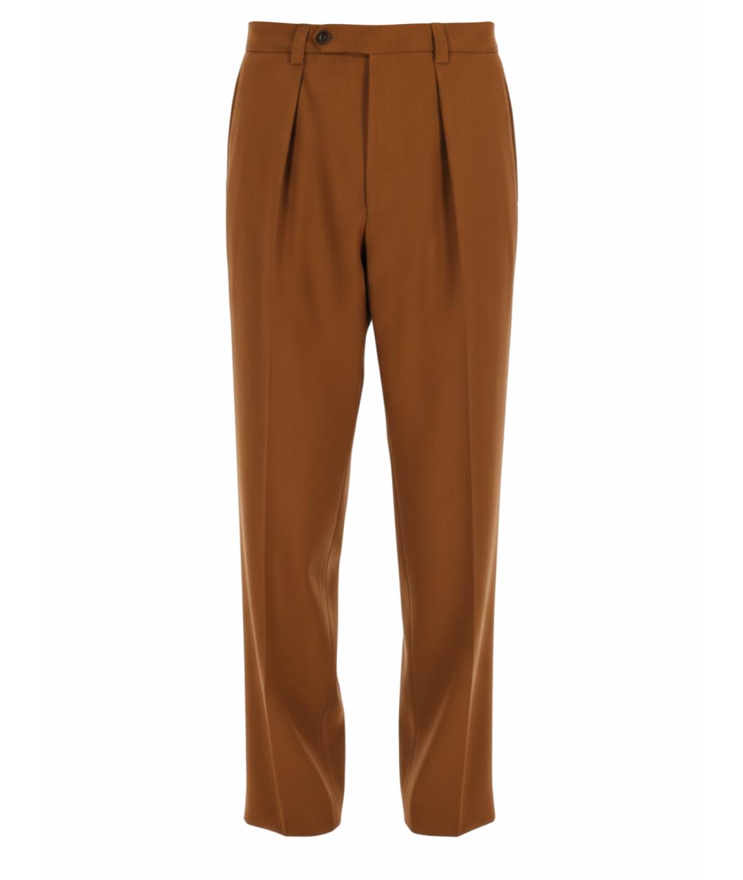 HUGO BOSS Коричневые шерстяные повседневные брюки, фото 1