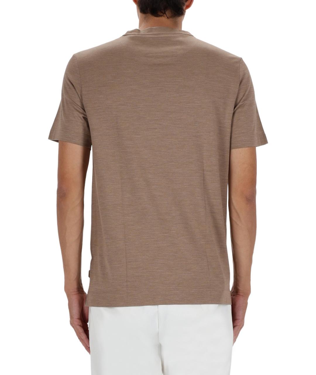 HUGO BOSS Коричневая хлопковая футболка, фото 4