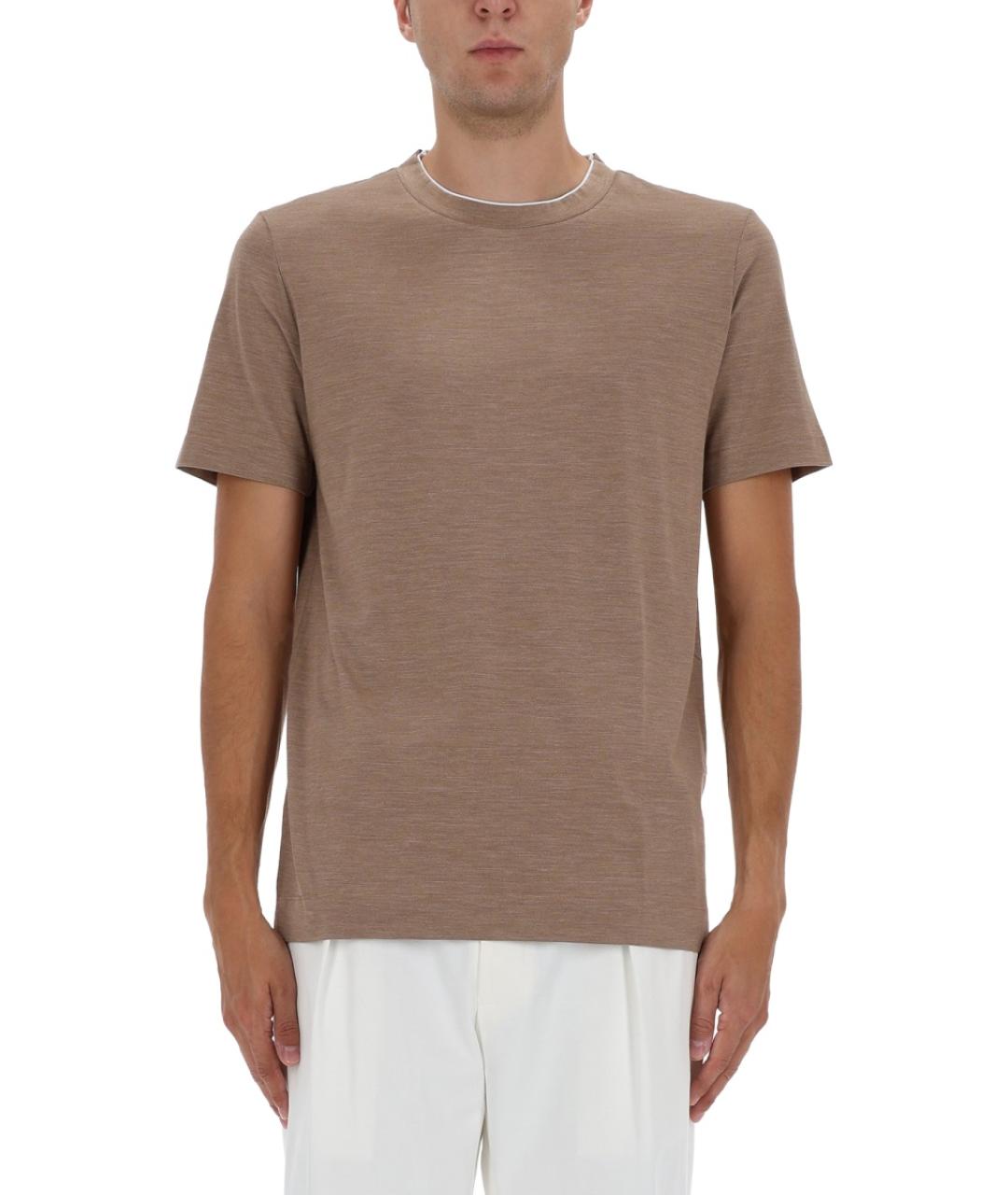 HUGO BOSS Коричневая хлопковая футболка, фото 5