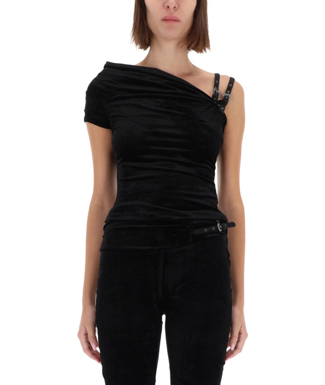 VERSACE JEANS COUTURE Черная полиэстеровая майка, фото 5