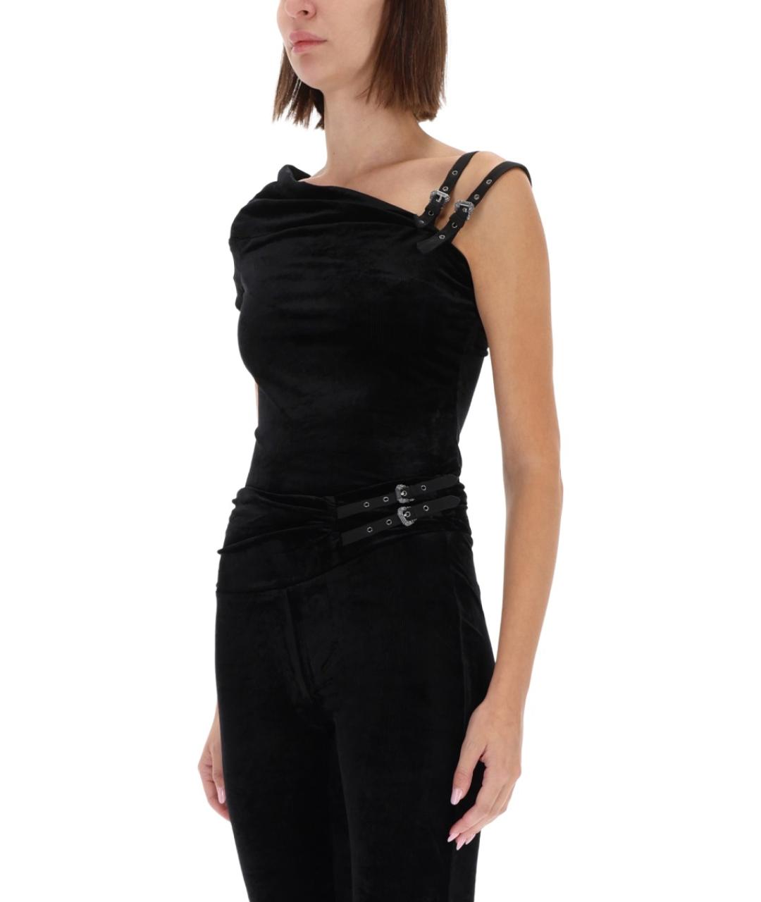 VERSACE JEANS COUTURE Черная полиэстеровая майка, фото 4