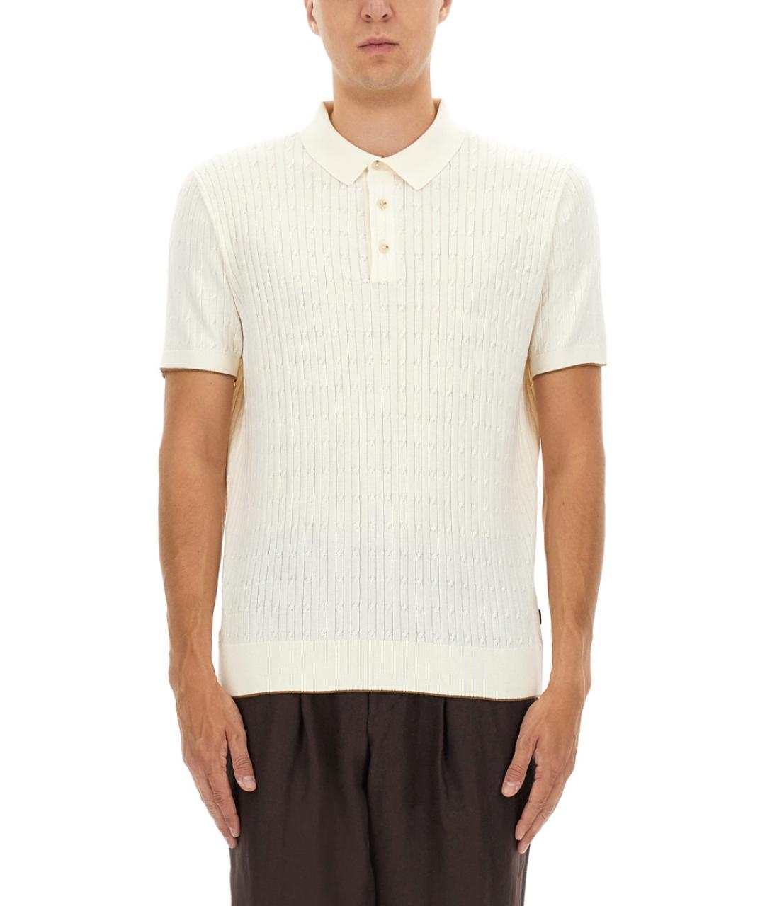 HUGO BOSS Белое хлопковое поло с коротким рукавом, фото 5