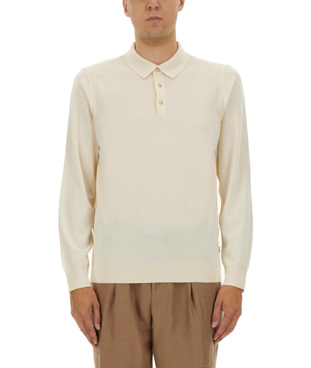 HUGO BOSS Белое поло с длинным рукавом, фото 5