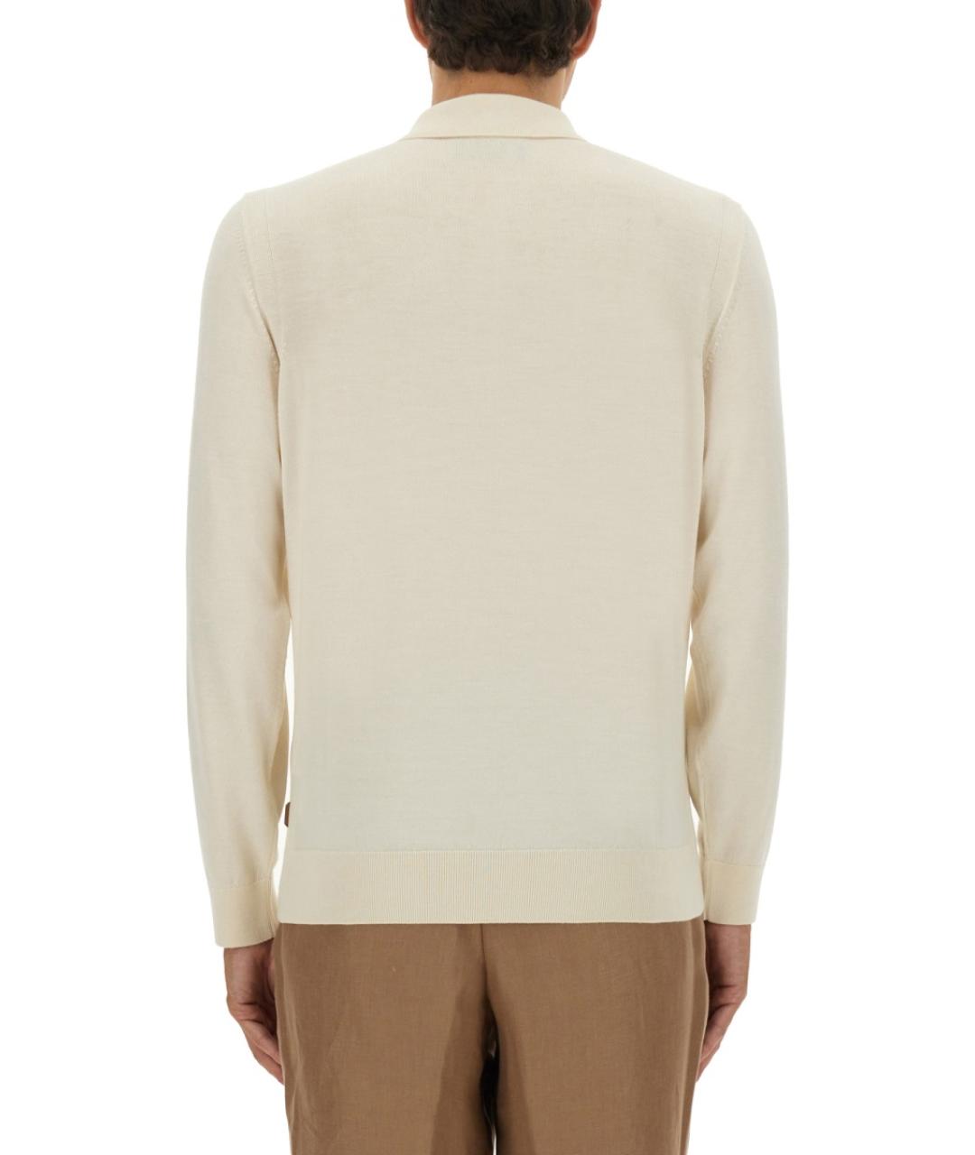 HUGO BOSS Белое поло с длинным рукавом, фото 3