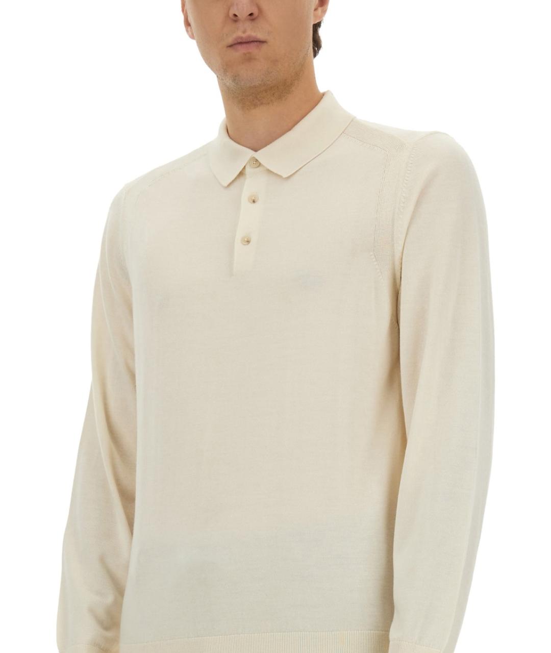 HUGO BOSS Белое поло с длинным рукавом, фото 4