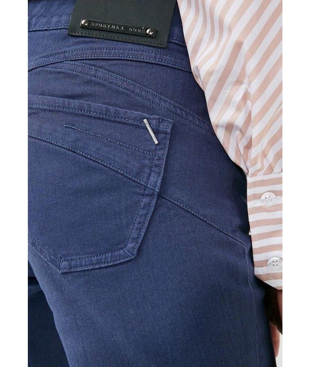 SPORTMAX Синие хлопко-эластановые джинсы слим, фото 4