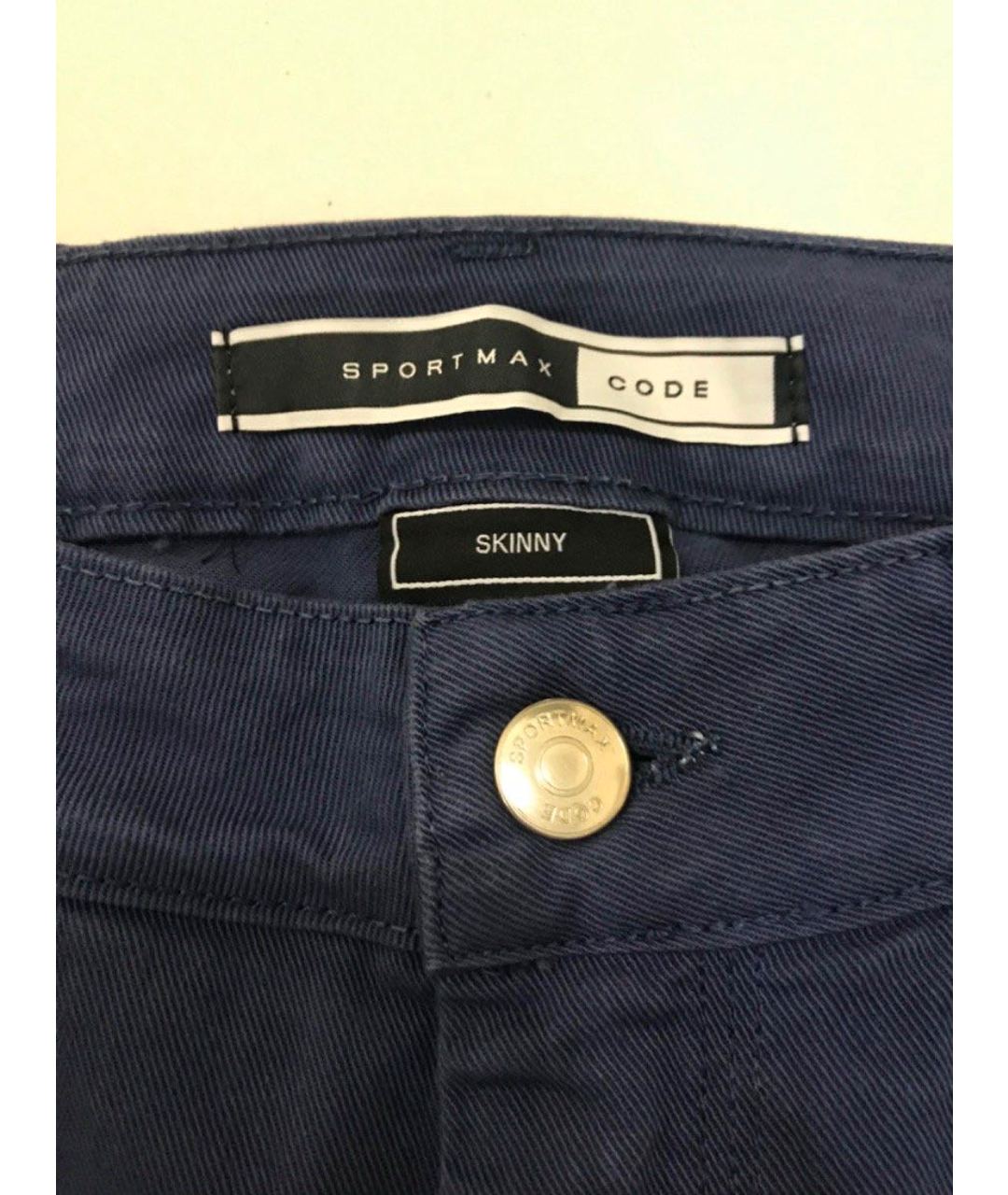 SPORTMAX Синие хлопко-эластановые джинсы слим, фото 8