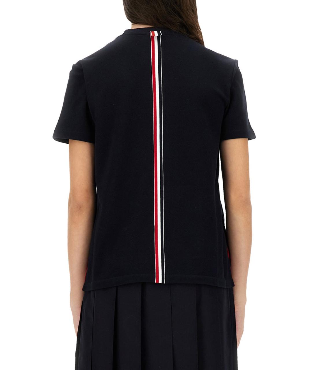 THOM BROWNE Синяя хлопковая футболка, фото 3