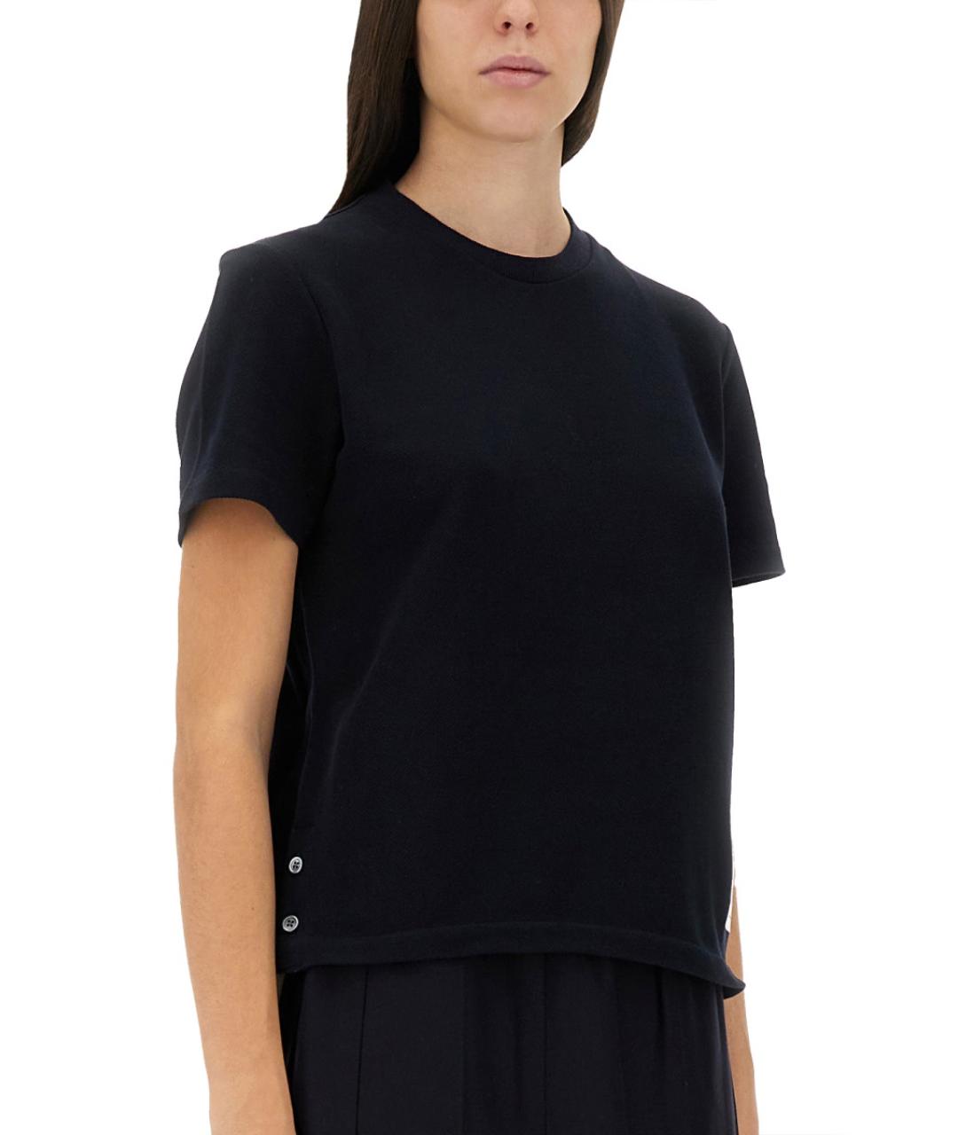 THOM BROWNE Синяя хлопковая футболка, фото 4