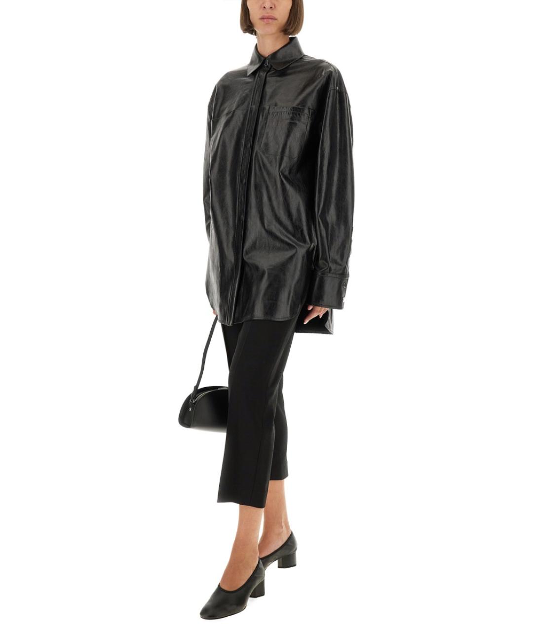 SPORTMAX Черная кожаная рубашка, фото 2