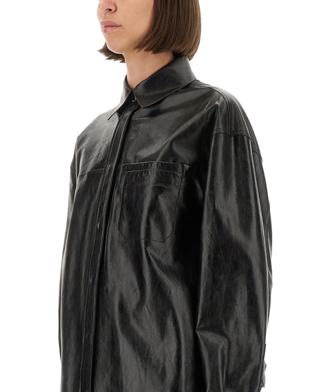 SPORTMAX Черная кожаная рубашка, фото 4