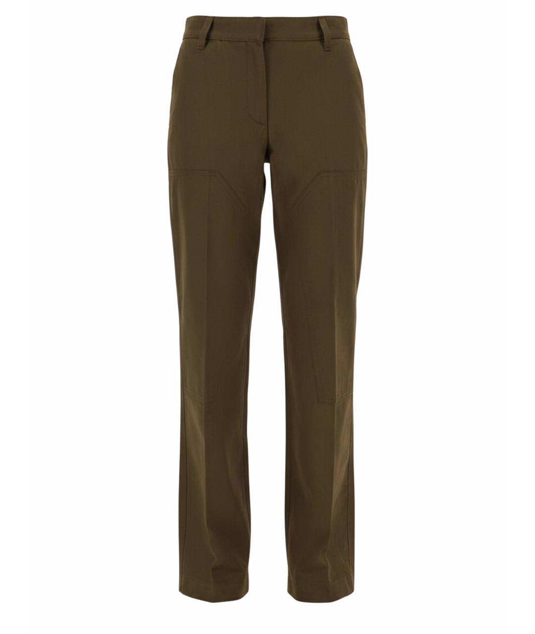 TORY BURCH Зеленые хлопковые прямые брюки, фото 1